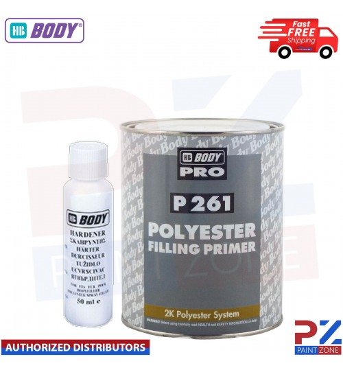 1 X HB BODY P261 POLYESTER SPRAY FILLER PRIMER WITH HARDENER 1LTR (FAST DISPATCH