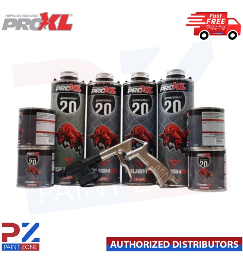ToughOX BLACK 4 Bottle Kit Tough Truck Bed Liner Coating + Schutz Spray Gun