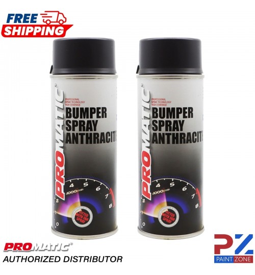 2 x Promatic Anthracite Bumper Spray Paint Aerosol 400ml Fast Drying