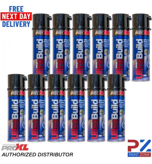 12X PROXL Pro Ultra Build High Build Primer Aerosol 500ml Grey NEXT DAY DELIVERY