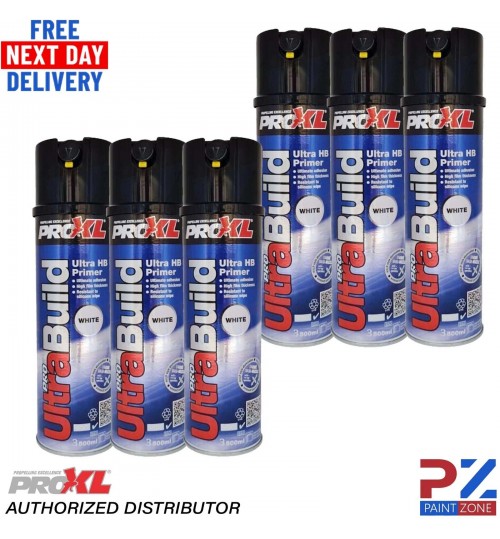 6X PROXL Ultra Prime Aerosol 500ml White High Build Primer Professional Quality