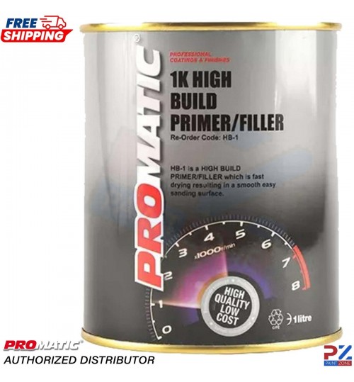 Promatic 1K High Build Primer Grey 1L - Smooth & Durable Finish