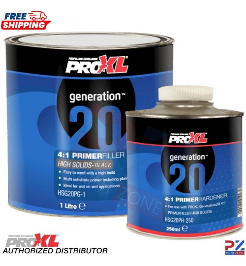 PROXL Generation 20 2K Filler Primer & Hardener 1.25L – Black Auto Paint