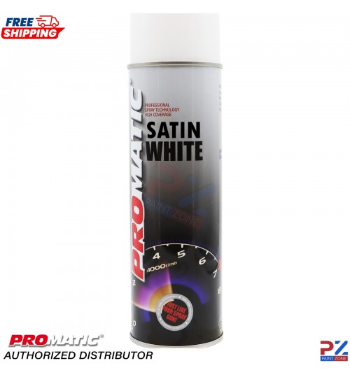 Promatic Satin White Spray Paint 500ml – Fast-Drying, UV Resistant Aerosol