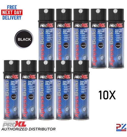 10x ProXL XpressBuild High Build Primer Aerosol Black – 500ml Spray Can