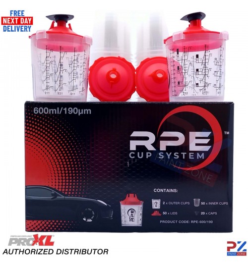 ProXL RPE PPS 50x 600ml Cups – 190µm Filters – Suitable for Devilbiss Adapters