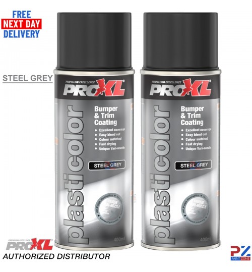 2x ProXL Plasticolor 1K Bumper & Trim Coating 400ml Steel Grey – Flexible