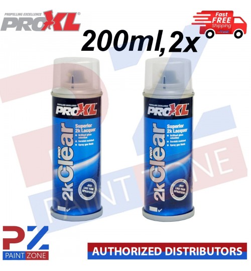 CLEAR 2 X PRO XL PRO 2K GLOSS AEROSOL PAINT PROXL 200ML LACQUER PETROL RESISTANT