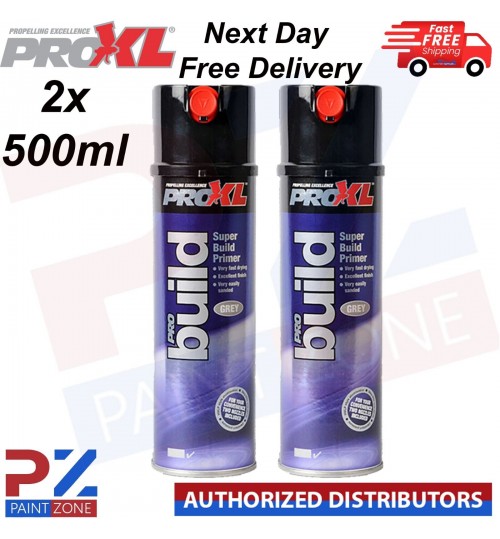 2X PROXL PRO BUILD HIGH BUILD FILLER PRIMER AEROSOL 500ML GREY NEXT DAY DELIVERY