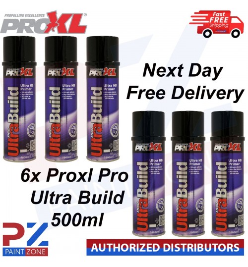 6X PROXL Pro Ultra Build High Build Primer Aerosol 500ml Grey NEXT DAY DELIVERY
