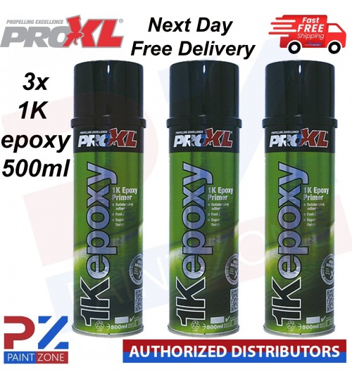 3 X PRO XL 1K EPOXY PRIMER AEROSOL 500ML - BARE METAL ANTI RUST WELD THROUGH