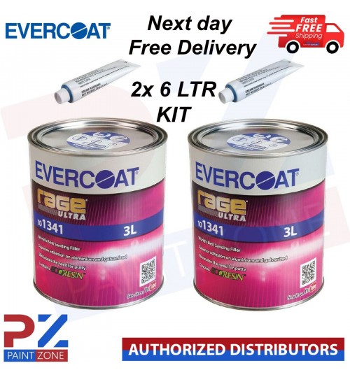2 X EVERCOAT 101341 RAGE ULTRA BODY FILLER BEIGE WITH BPO HARDENER 3L