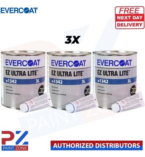 3x EVERCOAT RAGE ULTRA 101341 RAGE ULTRA BODY FILLER WITH BPO HARDENER 3L