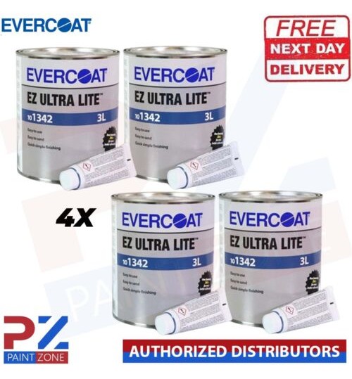 4x EVERCOAT RAGE ULTRA 101341 RAGE ULTRA BODY FILLER WITH BPO HARDENER 3L