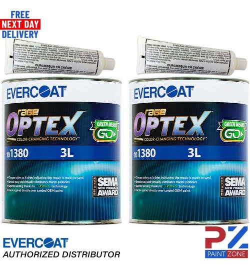 2x Evercoat OPTEX Rage 101380 Premium 3L Body Filler With BPO Hardener