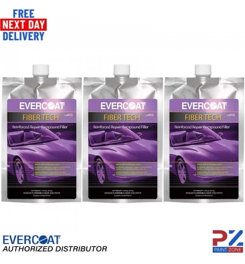 3x EVERCOAT FIBER TECH REINFORCED REPAIR COMPOUND FILLER 709ML INC HARDENER
