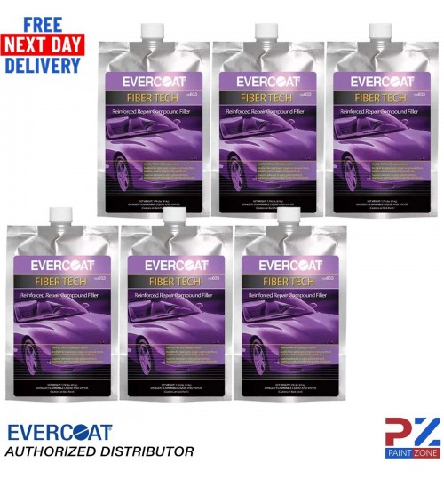 6x EVERCOAT FIBER TECH REINFORCED REPAIR COMPOUND FILLER 709ML INC HARDENER