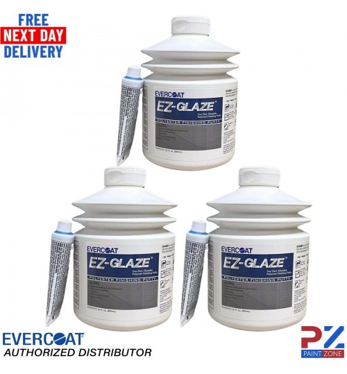 3X EVERCOAT 101395 EZ-GLAZE FINE FINISHING PUTTY 880ML - WITH BPO HARDENER