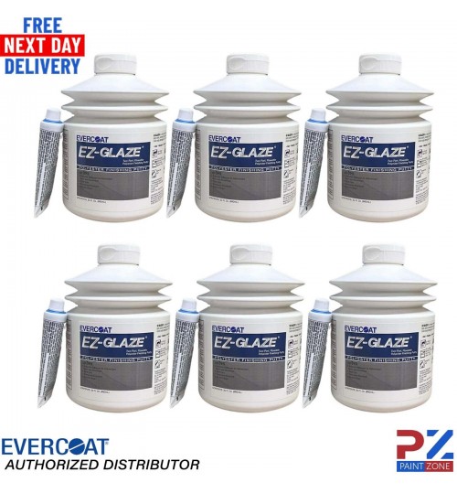 6X EVERCOAT 101395 EZ-GLAZE FINE FINISHING PUTTY 880ML - WITH BPO HARDENER