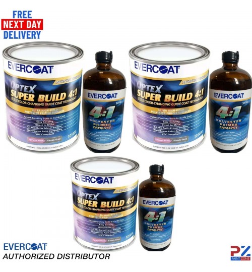 3 x EVERCOAT OPTEX SUPER BUILD 4-1 PRIMER KITS - 14.07L TOTAL