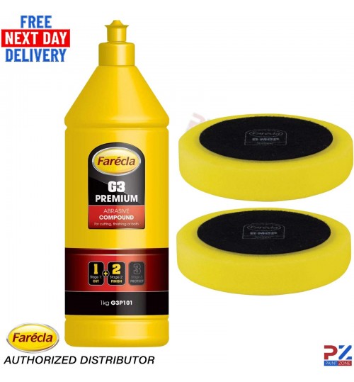 Farecla G3 Premium 1kg + 2x GMC612 Yellow compounding pads – Paint Polishing Kit