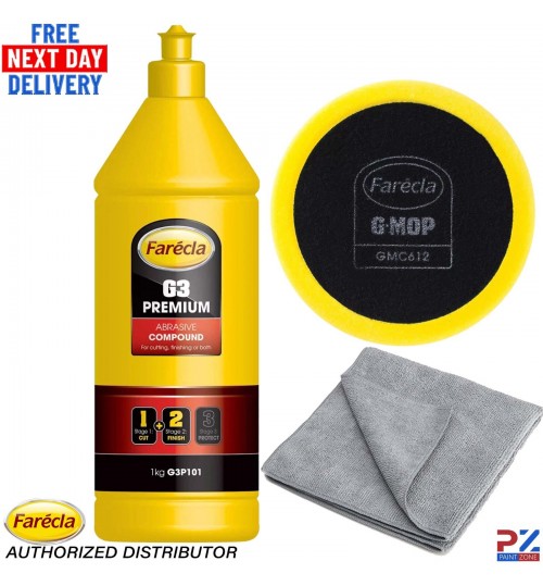 Farecla G3 Premium 1kg + GMC612 Polishing Pad + 10 Microfibre Detailing Cloths