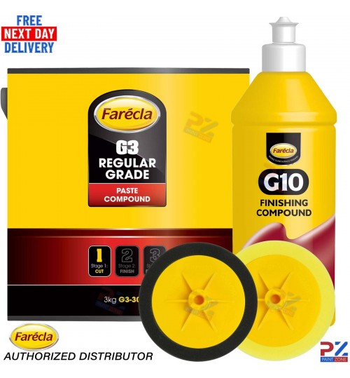 Farecla G3 3kg Compound + G10 500ml & 2x G Mop Pads (GMH601 + GMH618)