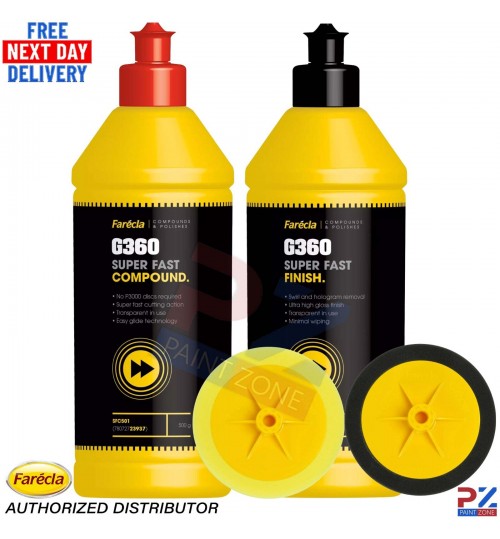 FARECLA G360 SUPER FAST 1X FINISH 500ML AND 1X COMPOUND 500ML - WITH 2X G MOPS