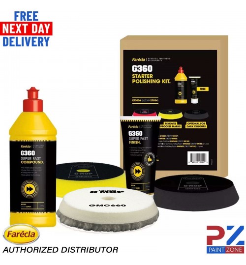 Farecla G360 Starter Polishing Kit - Compound, Finish & 3 Pads - KT3036