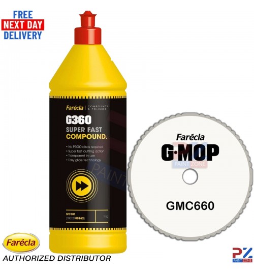 Farecla G360 Super Fast Compound 500G SFC501 + GMC660 G Mop Super High Cut Pad