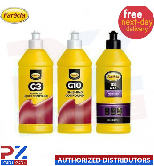 G3 Farecla Wax 500ml, G3 Advanced Liquid 500ml & G10 500ml Compound & Polish Kit