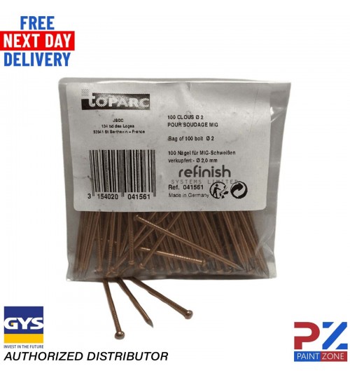 GYS 100x Aufschweissnägel 041561 Spotter Schweissnägel Ø 2,0mm x 50mm