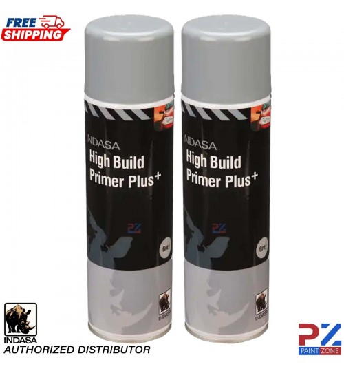 2X INDASA HIGH BUILD PRIMER+ AEROSOL GREY SPRAY PAINT 500ML