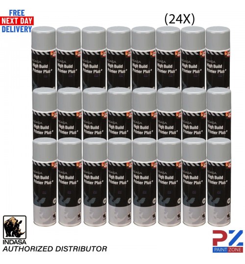 24X INDASA HIGH BUILD PRIMER+ AEROSOL GREY SPRAY PAINT 500ML