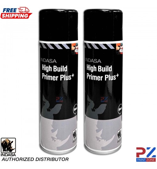 2X INDASA HIGH BUILD PRIMER+ AEROSOL BLACK SPRAY PAINT 500ML