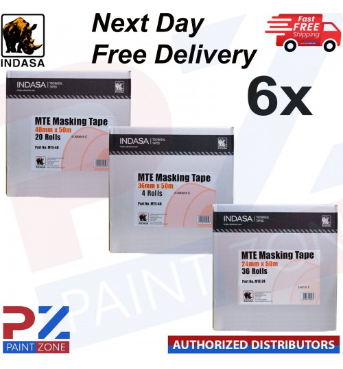 6 Boxes INDASA MTE MASKING TAPE ROLL 24/36/48mm BOX OF 36/24/20