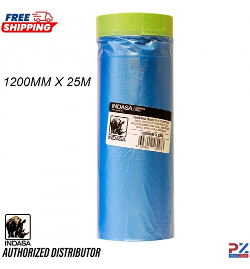 Indasa Masking Cover Film Roll 1200mm x 25m Pre-Taped Bodyshop