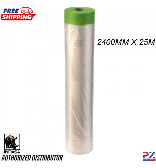 Indasa 2400mm x 25m Pre-Taped Masking Film Roll – Car Spray Painting