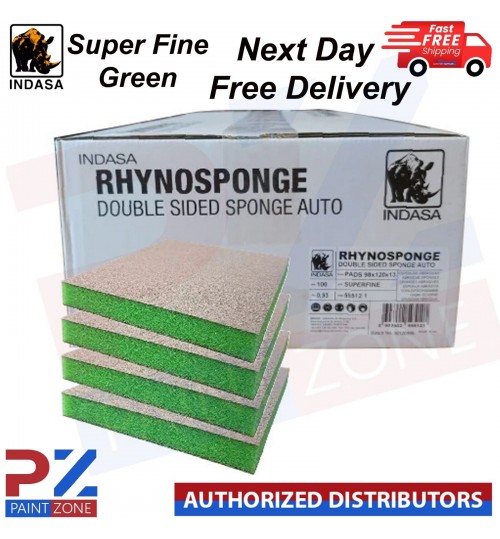 INDASA RHYNOSPONGE DOUBLE SIDED SPONGE SUPER FINE GREEN 98x120x13mm