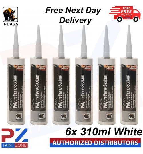 6x INDASA Polyurethane PU Sealant 310ml White - With Free Next Day Delivery