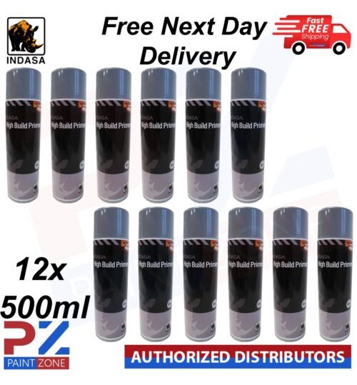 12 x Indasa High Build Primer Aerosol Grey Spray Paint 500ml