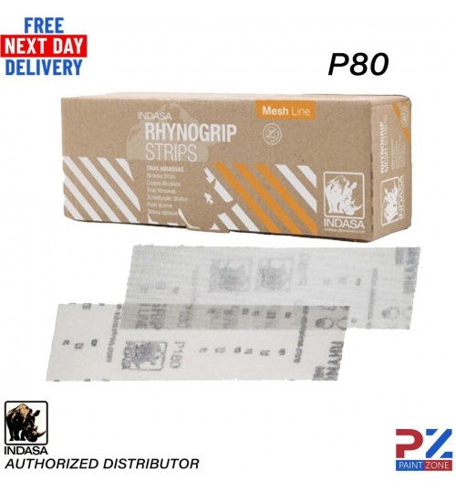 INDASA 612132 RHYNOGRIP MESH LINE SANDING STRIPS 70MM X 198MM PACK OF 50 - P80