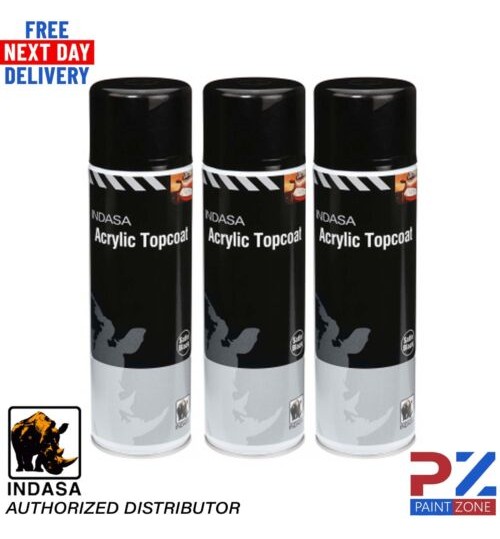 3x INDASA 1K MATT BLACK PAINT ALLOYS GUIDE COAT ACRYLIC TOPCOAT 500ml Aerosol