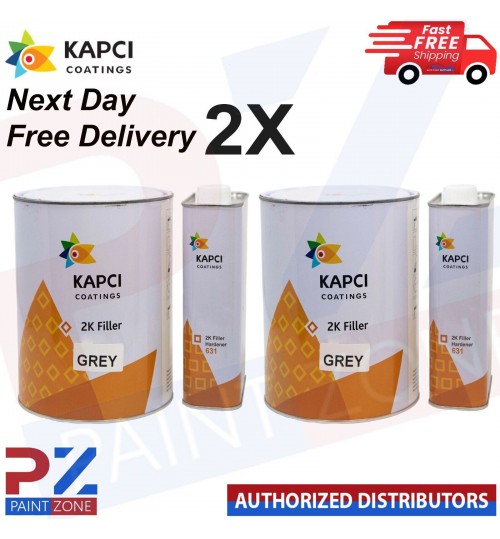 2X Kapci Kit 2K High Build Filler Primer Grey 7.5 Litre Kit - Next Day Delivery