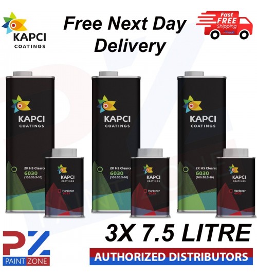 3x Kapci 6030 2K HS Anti-Scratch Clearcoat with 6033 FAST hardener -7.5LKIT
