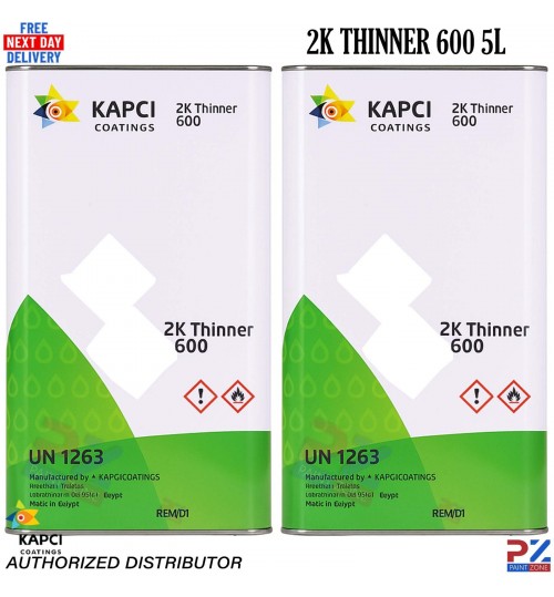 2x KAPCI COATINGS 600F Fast Thinner – 5L for 2K Basecoats & Clearcoats