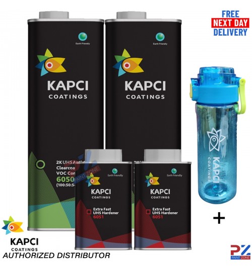 Kapci 6050 2K HS Clearcoat + 6051 Fast Hardener 15L Lacquer Kit + Water Bottle