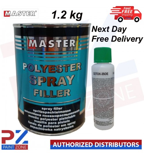 MASTER POLYESTER SPRAY FILLER PUTTY 1.2 KG - WITH CETOX -350E HARDENER (NEXT DAY DELIVERY)