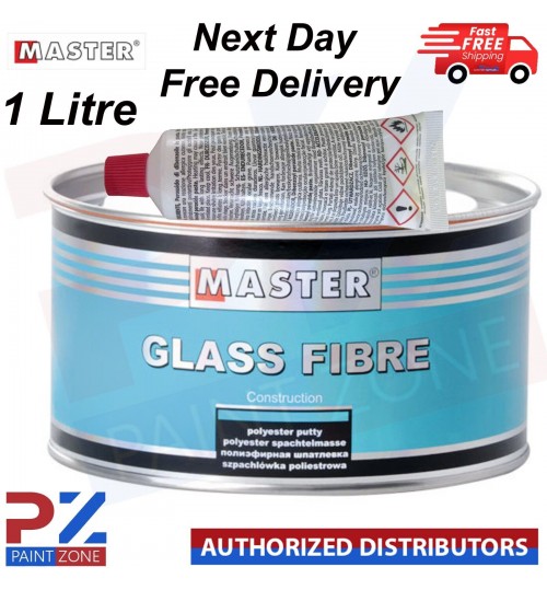 MASTER FIBER GLASS BODY FILLER BIG SMOOTH EASY SAND 1 LITRE - WITH HARDENER TUBE