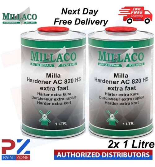 2X MILLACO HARDENER AC 820 HS EXTRA FAST 1 LITRE - NEXT DAY FREE DELIVERY